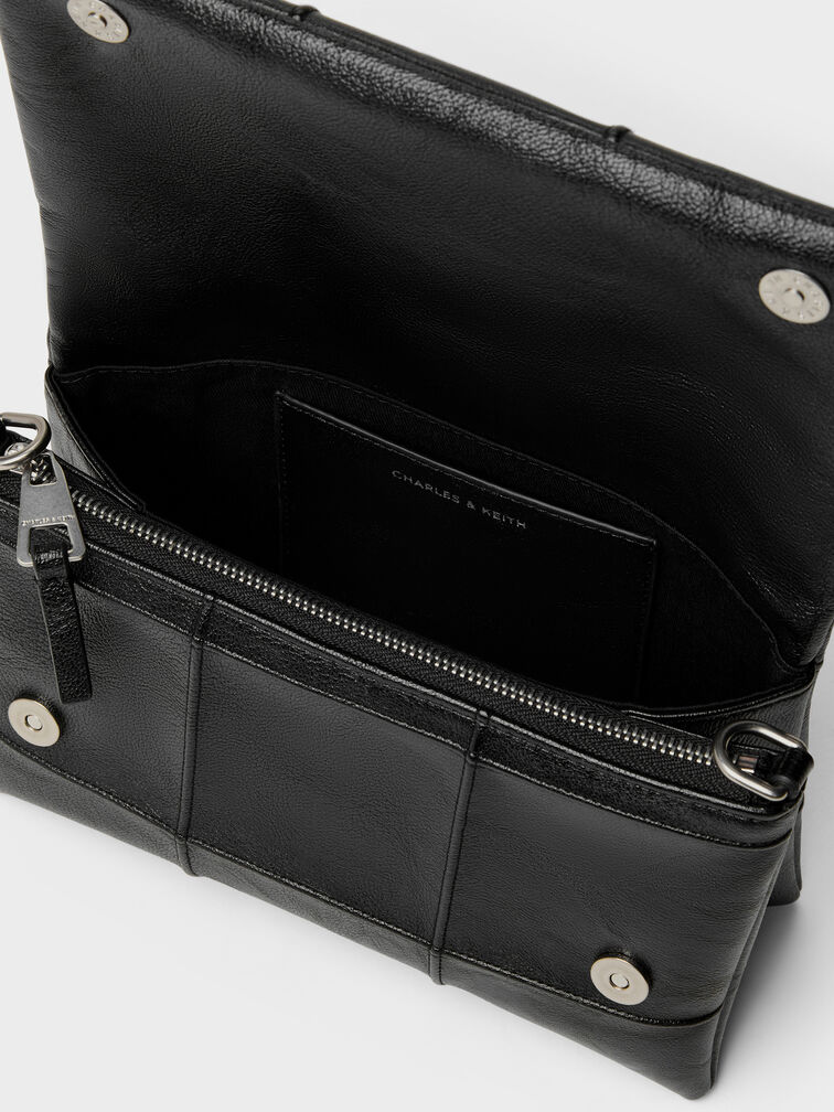 Delfina Quilted Wallet On Chain, Black, hi-res