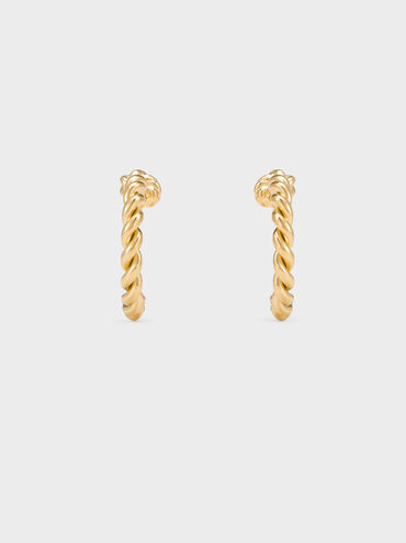 Sable Rope-Knot Hoop Earrings, Gold, hi-res