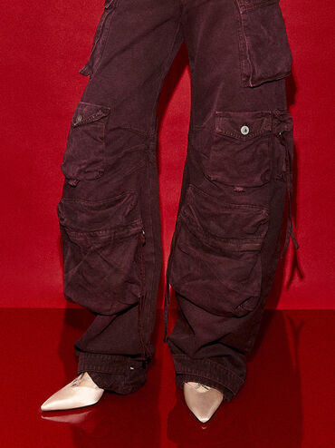 Recycled Polyester Crystal-Embellished Slingback Pumps, Champagne, hi-res