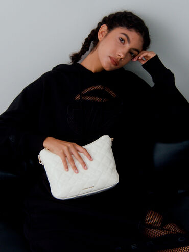 Duo Quilted Slouchy Hobo Bag, Cream, hi-res