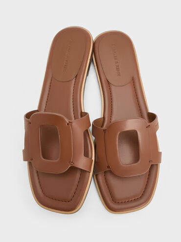 Easley Cut-Out Slide Sandals, Caramel, hi-res