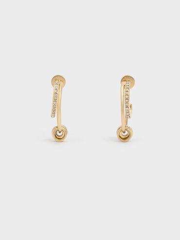 Hermione Crystal Crescent Earrings, Gold, hi-res