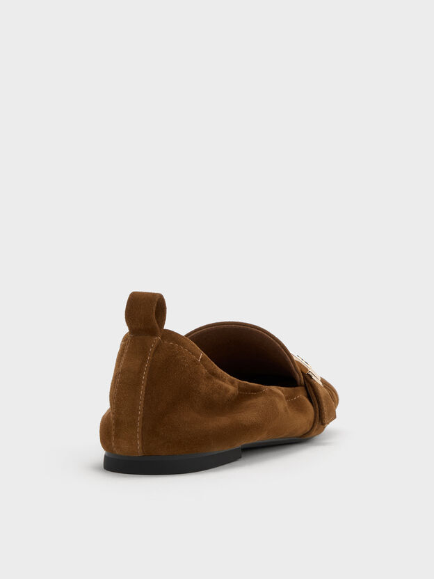 Cody Suede Ruched Loafers, Brown, hi-res