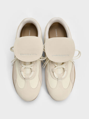 Nylon & Suede Top-Flap Sneakers, Chalk, hi-res