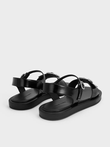 Buckled Slingback Sandals, Black Box, hi-res