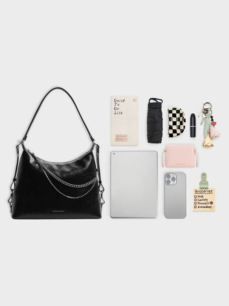 Atwood Chain Hobo Bag, Noir, hi-res