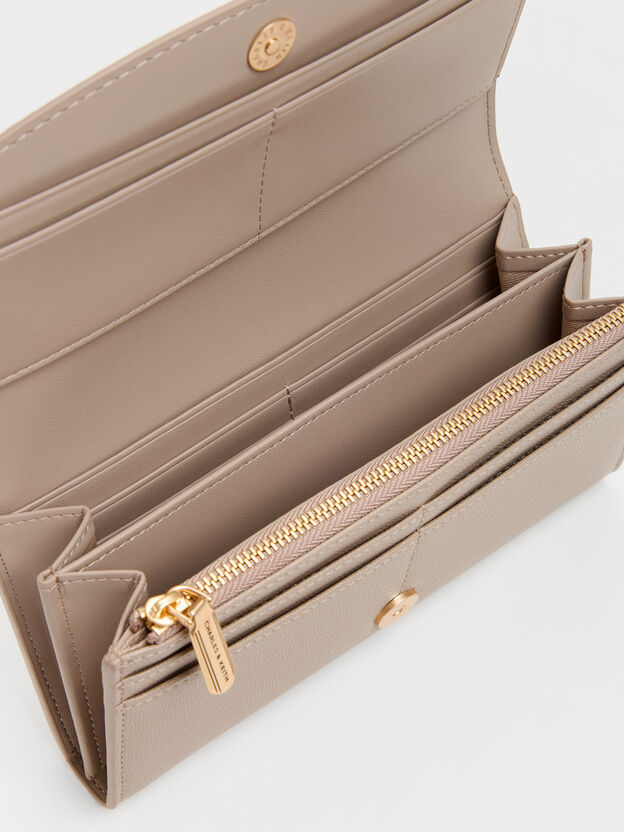 Briony Curved-Flap Long Wallet, Taupe, hi-res