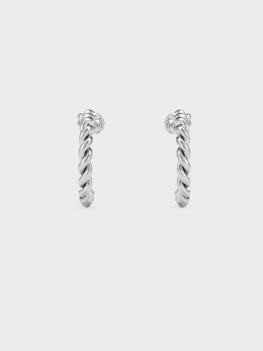 Sable Rope-Knot Hoop Earrings, Silver, hi-res