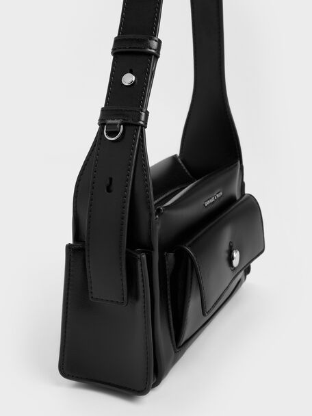 Zevon Multi-Pocket Shoulder Bag, Noir, hi-res