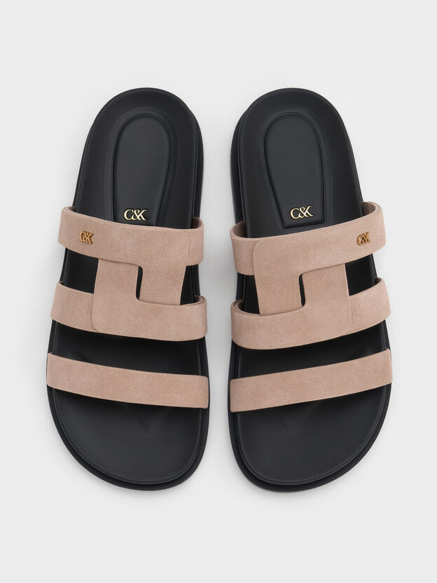 Petina Suede Flatform Sandals, Taupe, hi-res