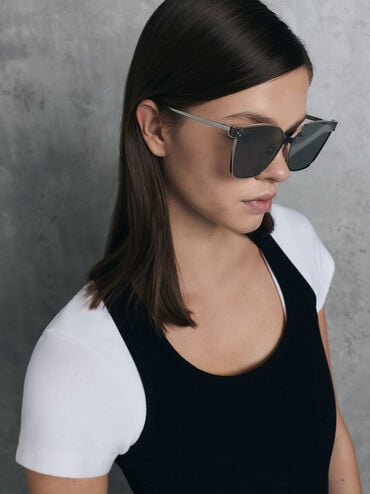 Ginny Butterfly Sunglasses, Silver, hi-res