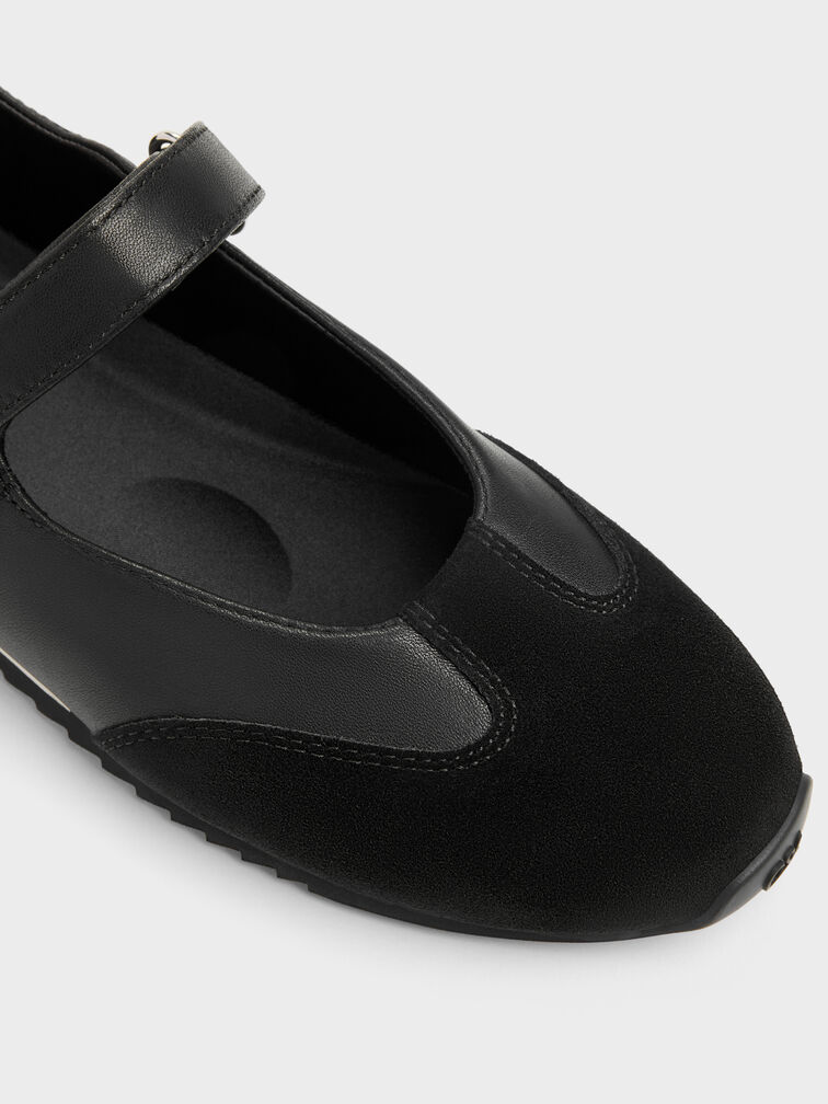 Jace Leather & Suede Mary Jane Sneakers, Black, hi-res