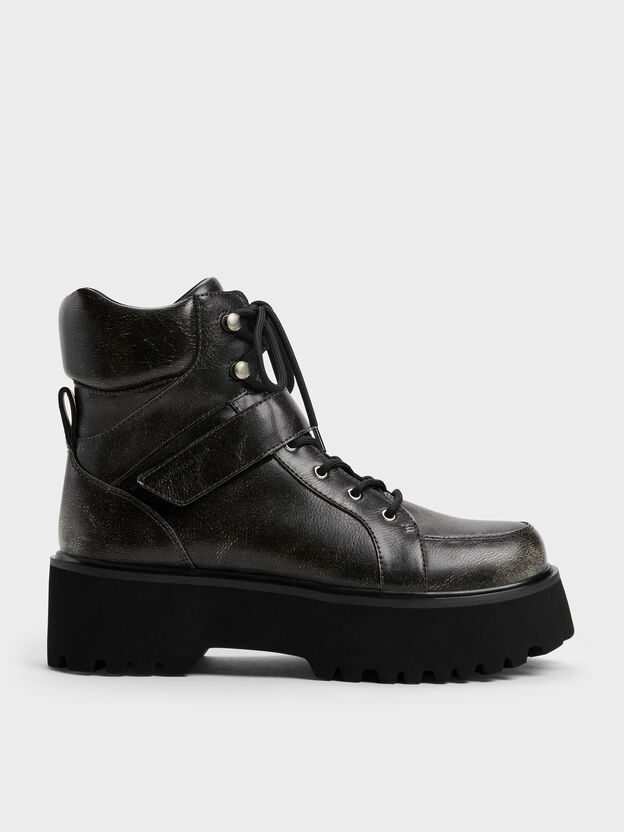 Eliot Platform Combat Boots, Grey, hi-res