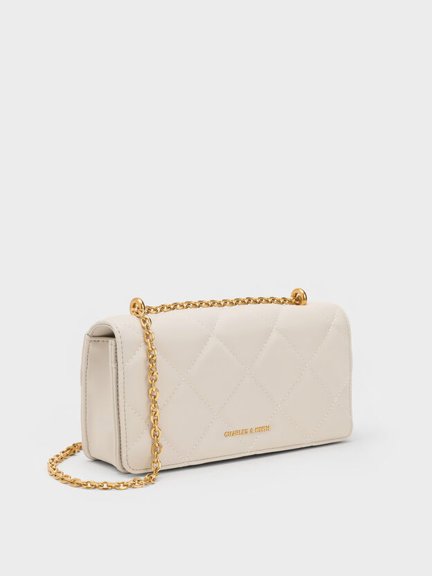 Paffuto Quilted Wallet On Chain, Cream, hi-res