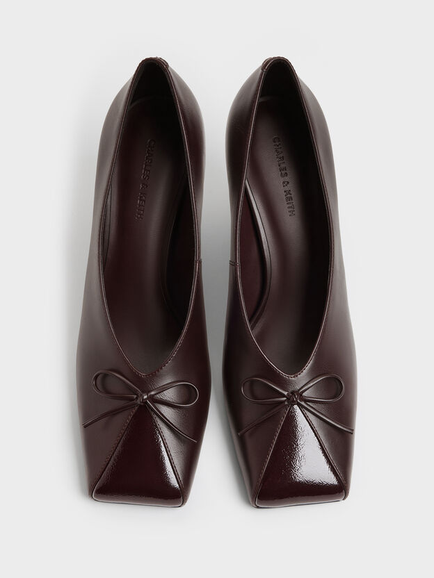 Contrast-Panel Bow Pumps, Dark Brown, hi-res