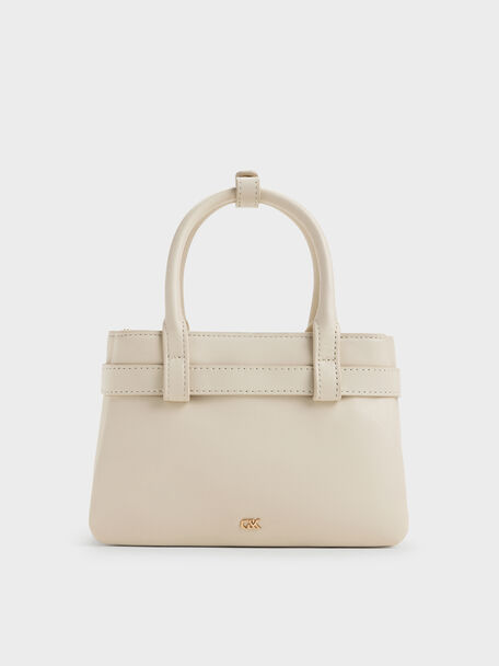 Jody Leather Belted Tote Bag, Chalk, hi-res