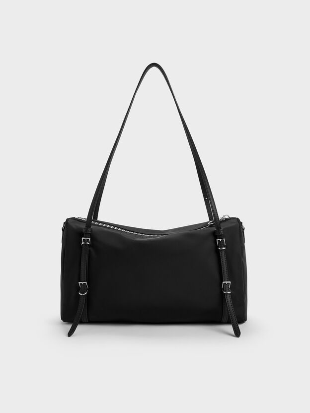 Levy Nylon Shoulder Bag, Noir, hi-res