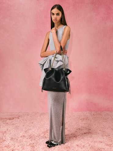 Arya Braided-Strap Double-Handle Tote Bag, Black, hi-res