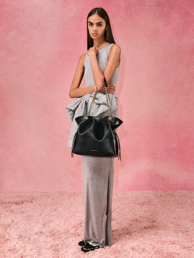 Arya Braided-Chain Tote Bag, Black, hi-res