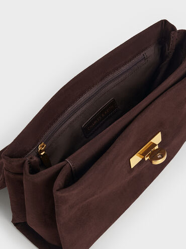 Kerry Recycled Suede Chain-Handle Crossbody Bag, Espresso Brown, hi-res