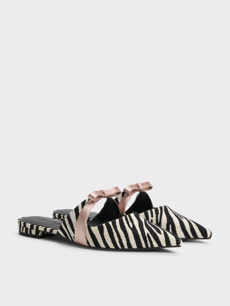 Kaleen Zebra-Print Pointed Mules, Animal Print Black, hi-res