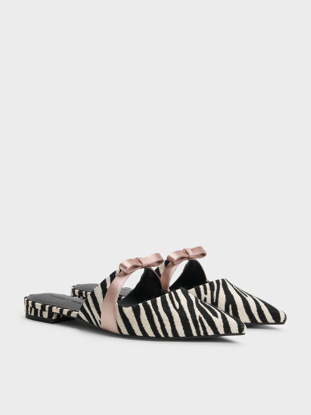 Kaleen Zebra-Print Pointed Mules, Animal Print Black, hi-res