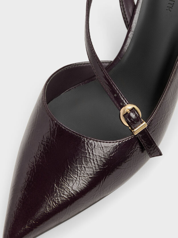 Asymmetric D'Orsay Slingback Pumps, Burgundy, hi-res