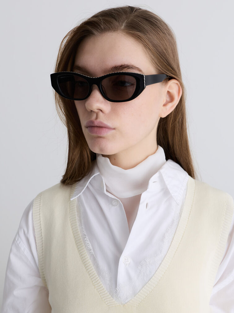 Daenerys Cat-Eye Sunglasses, Noir, hi-res