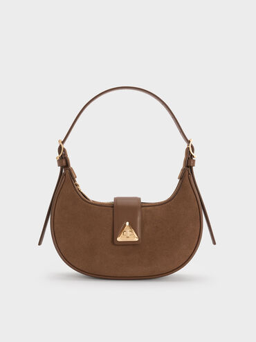 Trice Recycled Suede Metallic-Accent Belted Shoulder Bag, , hi-res