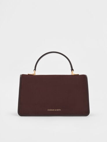 Arlet Recycled Suede Belted Top Handle Bag, Espresso Brown, hi-res