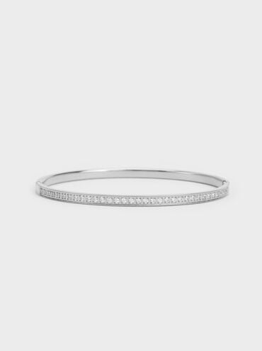 Hermione Crystal Bangle, Silver, hi-res
