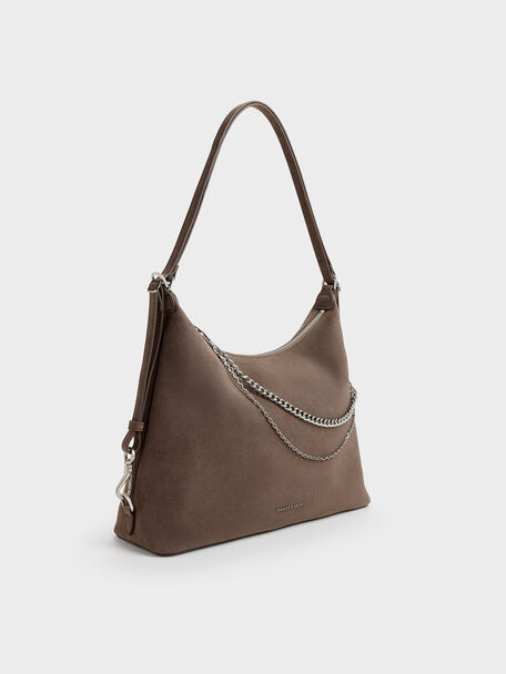 Atwood Chain Convertible Hobo Bag, Stone Grey, hi-res