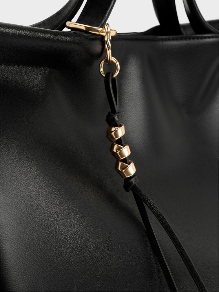 XL Zephyr Tassel Tote Bag, Black, hi-res