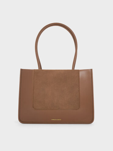 Daylla Recycled Suede Tote Bag, Mocha Brown, hi-res
