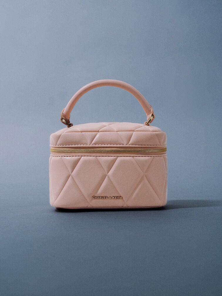 Arwen Quilted Top Handle Vanity Bag, Light Pink, hi-res