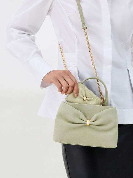 Halsey Ruched Card Holder, Pale Sage, hi-res
