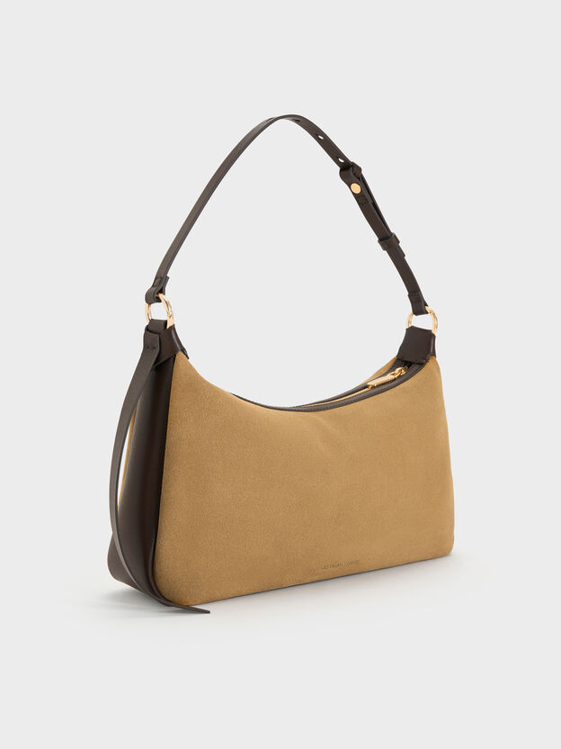 Calla Faux Suede Shoulder Bag, Sahara Sand, hi-res
