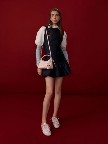 Hazel Bow Top Handle Bag, Soft Pink, hi-res