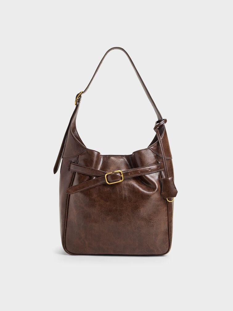 Victoria Belted Hobo Bag, Distressed Coffee, hi-res