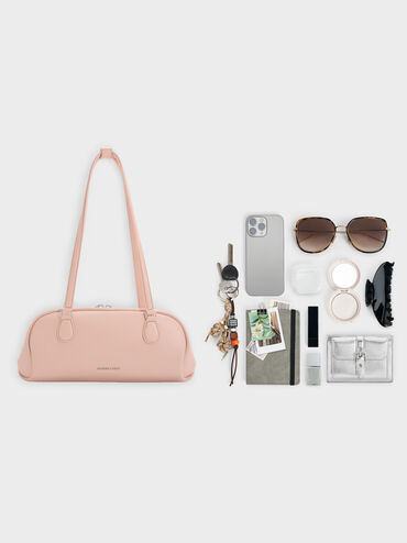 Nelly Elongated Shoulder Bag, Light Pink, hi-res