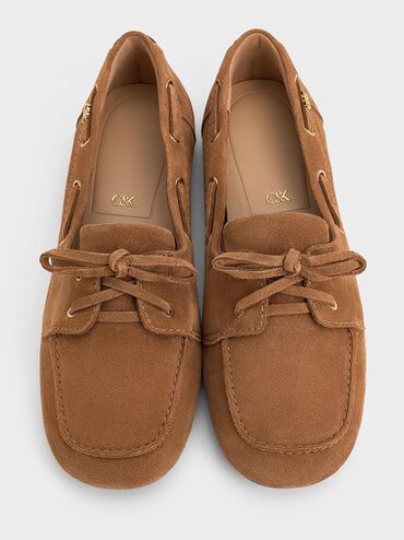Kori Suede Boat Shoes, Cognac, hi-res