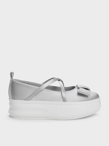 Brantley Bow Platform Mary Janes, Grey, hi-res