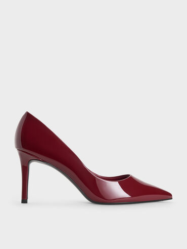 Emmy Patent Pointed Toe Stiletto Pumps, Red, hi-res