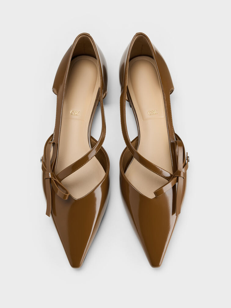 Anastasia Leather D'Orsay Flats, Brown, hi-res