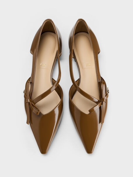 Anastasia Leather D'Orsay Flats, Brown, hi-res