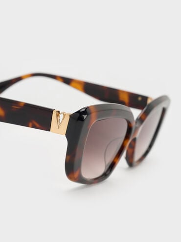 Alix Recycled Acetate Tortoiseshell Metallic-Accent Butterfly Sunglasses, T. Shell, hi-res