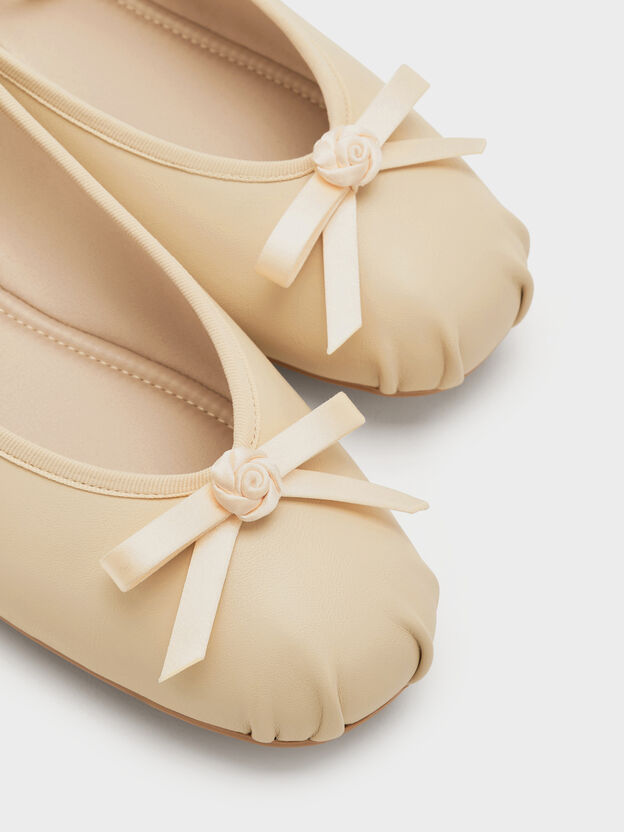 Kelis Rose-Bow Mary Jane Flats, Beige, hi-res