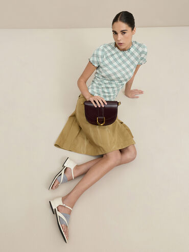 Gabine Leather Saddle Bag, Plum, hi-res