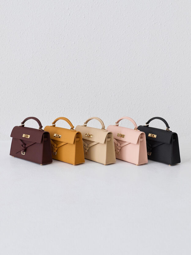 Tricha Knotted-Belt Top Handle Bag, Saffron Yellow, hi-res