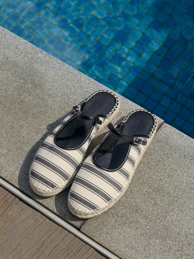 Striped Mary Jane Espadrille Mules, Dark Blue, hi-res